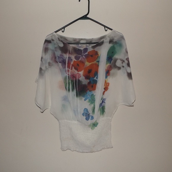 twenty one Tops - twenty one White Floral Blouse M Sheer